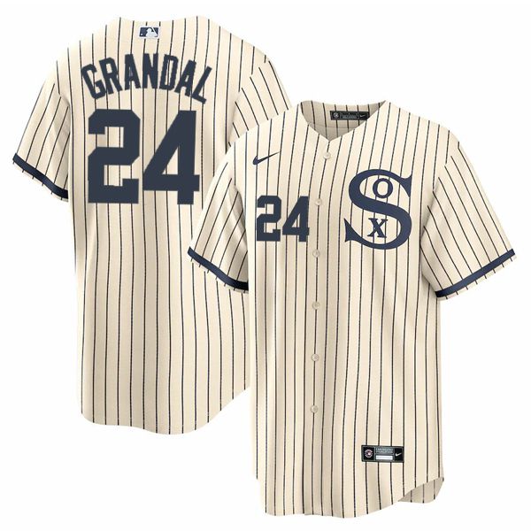 Men Chicago White Sox #24 Grandal Cream stripe Dream version Game Nike 2021 MLB Jersey->chicago white sox->MLB Jersey